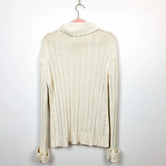 One on One Off-White Long Sleeve Cable Knit Sweater - Picture 3 of 11
